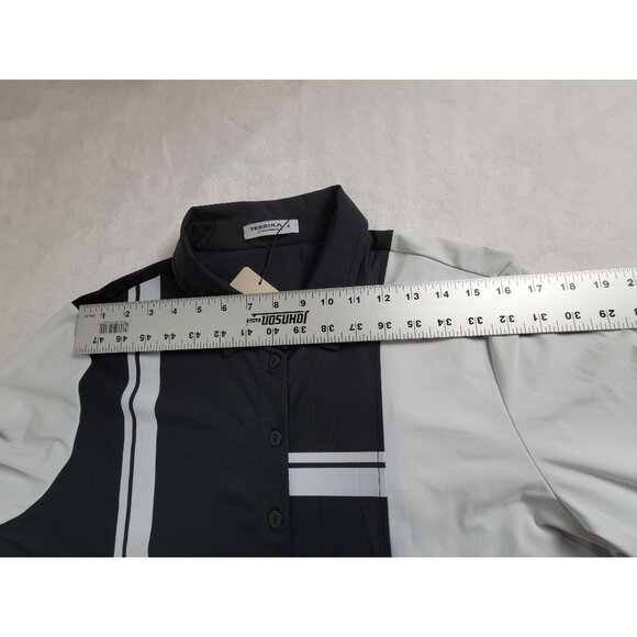 Tekbika By Alembika Black White Colorblock Long Button-Up Shirt Dress Size 4 New - Picture 8 of 10
